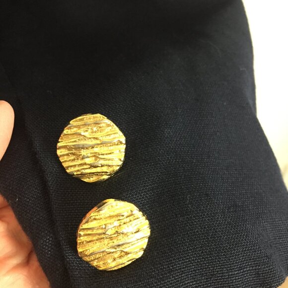90's 2 Gold Button Blazer Jacket - Navy - Picture 6 of 10
